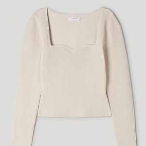 Babaton Sculpt Knit Longsleeve in Matte Pearl, sz small
